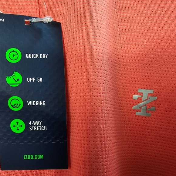 IZOD Golf Mens Dubarry Coral Mesh Polo Shirt 46IZSIB7ER808 Large NWT New - Picture 6 of 7